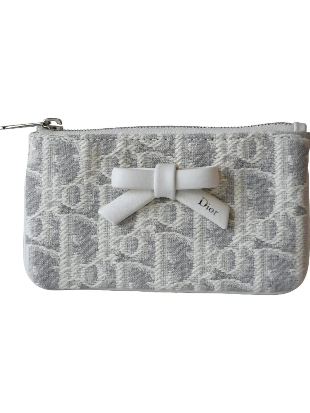 Dior Promenade Freesia Zipped Card Holder Pouch Latte Gray